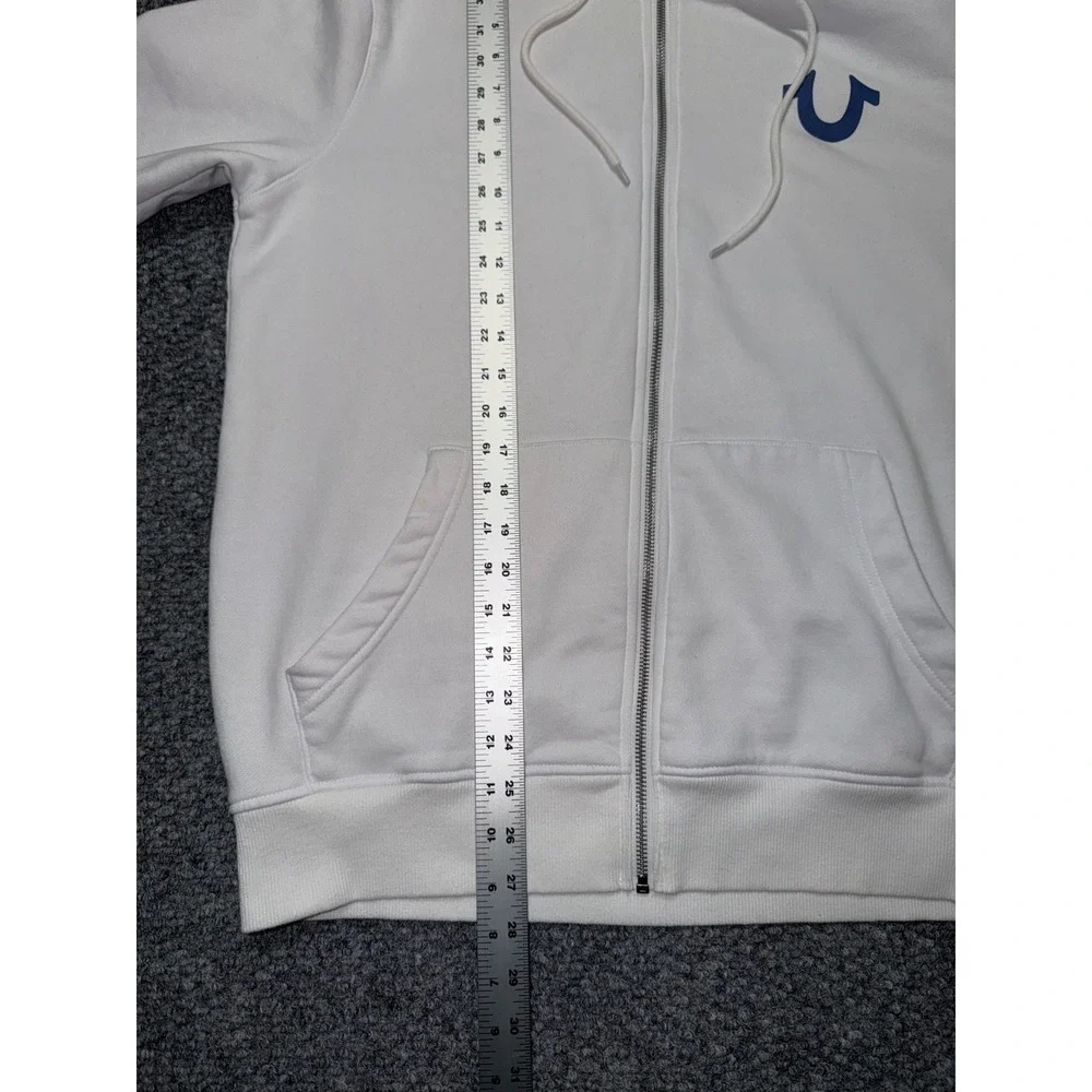 True Religion Buddha Logo World Tour Zip-Up Hoodie white‎ large Y2K